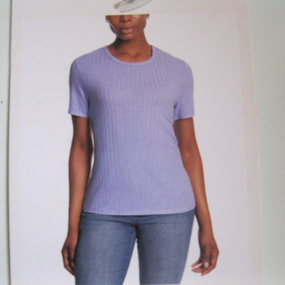 Vintage America Women's Crew Neck Slub Ribbed Tee, color Blue, size XS, (1357)